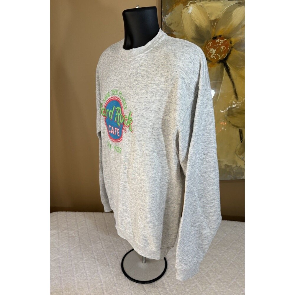 Vtg Santee Sweats 80s USA Made Hard Rock Cafe New York Embroidered Sweatshirt L - Picture 9 of 16